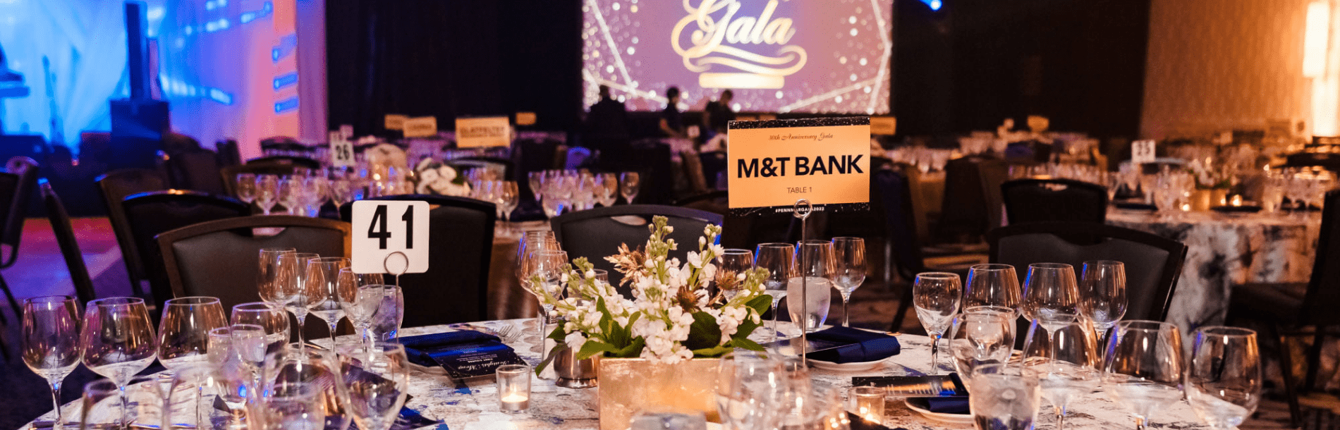 Gala table in ballroom