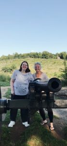 Two women smiling