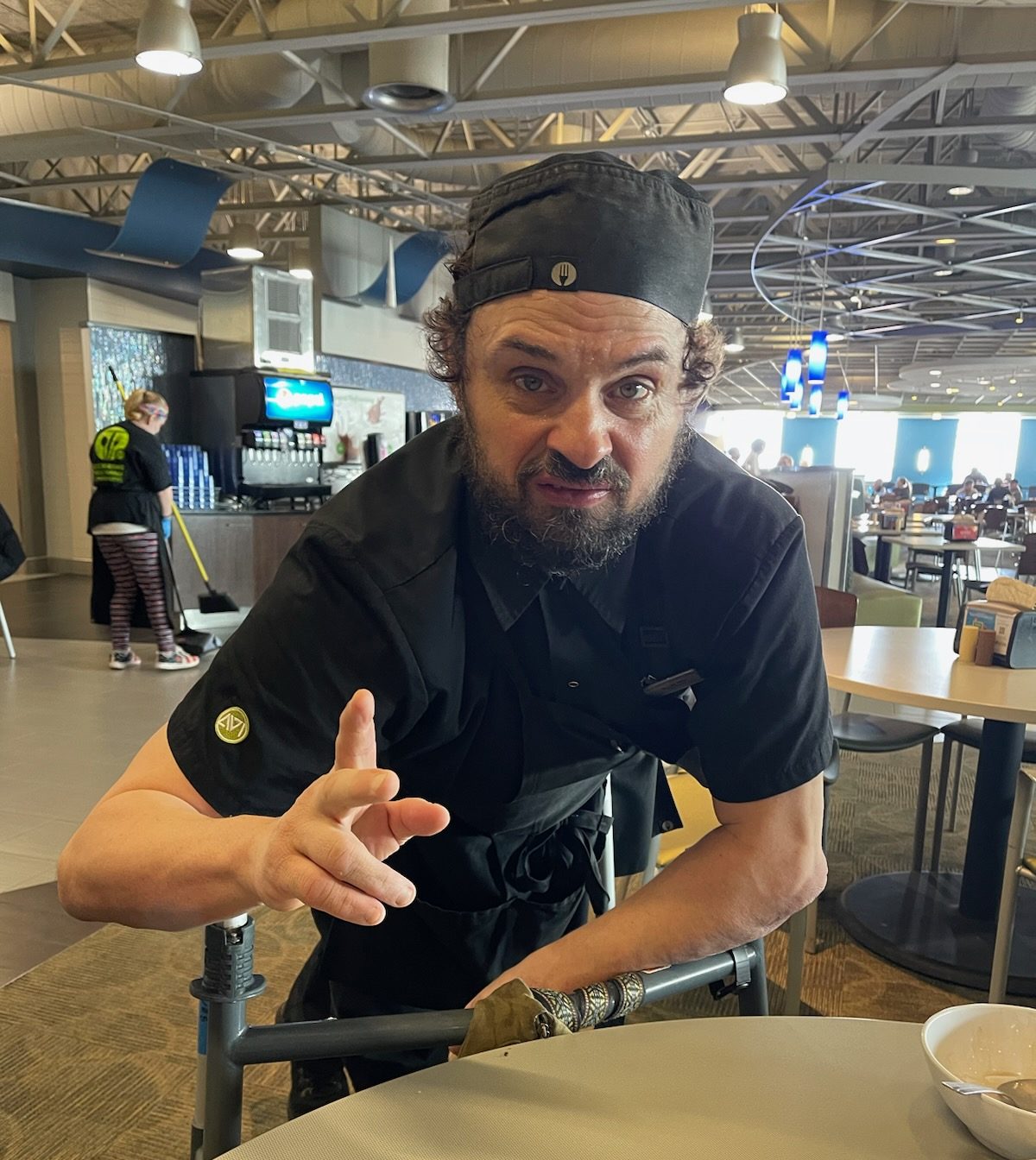 Bryan May at work in the cafeteria.