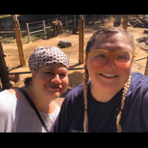 Jessica Patchel takes a selfie with Alexis, one of the people she supported.