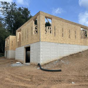 A progress photo of the one-story (plus a basement for storage only) house in White Hall, MD.